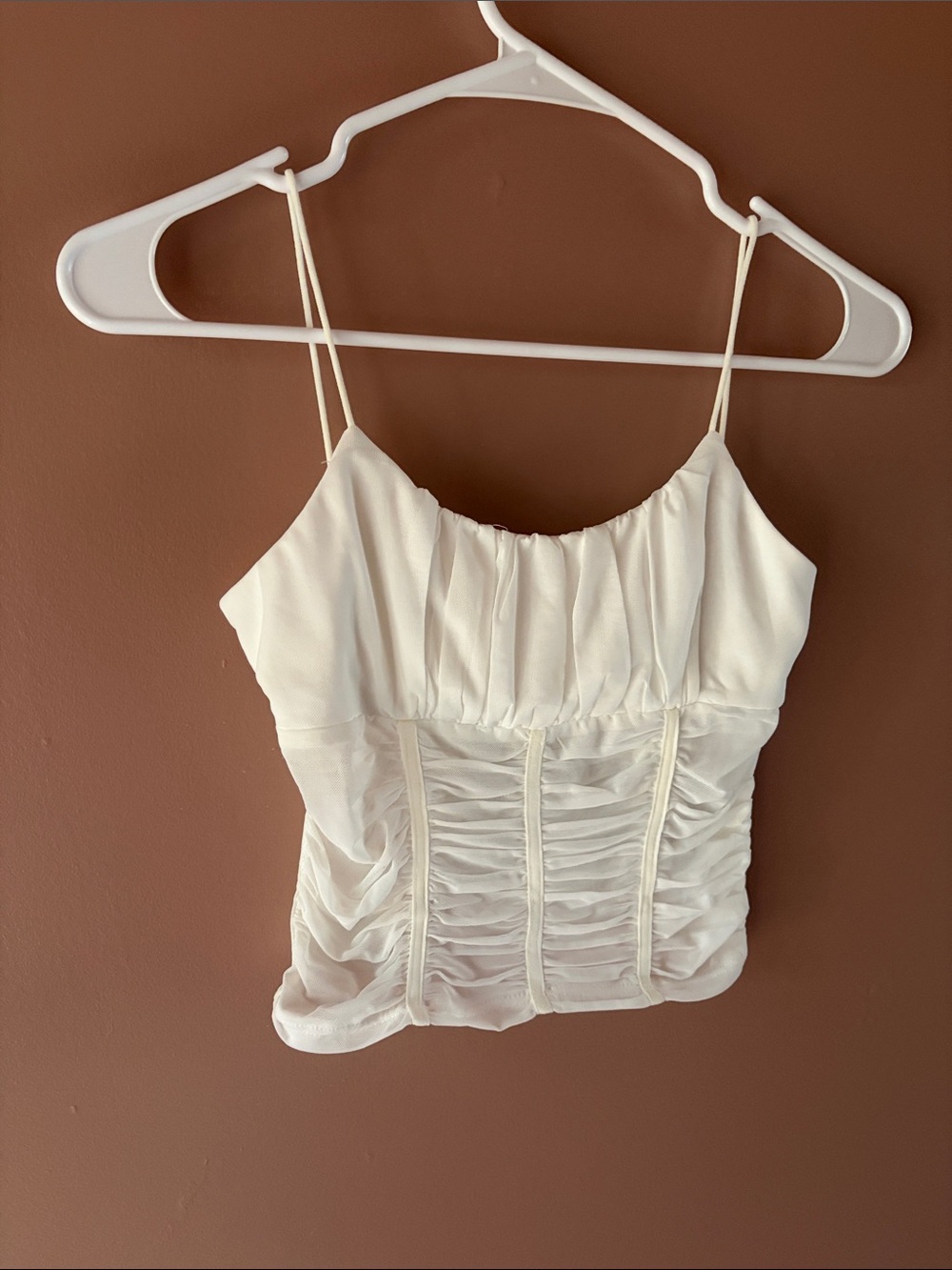 Princess Polly Ivory Ruched Cropped Camisole